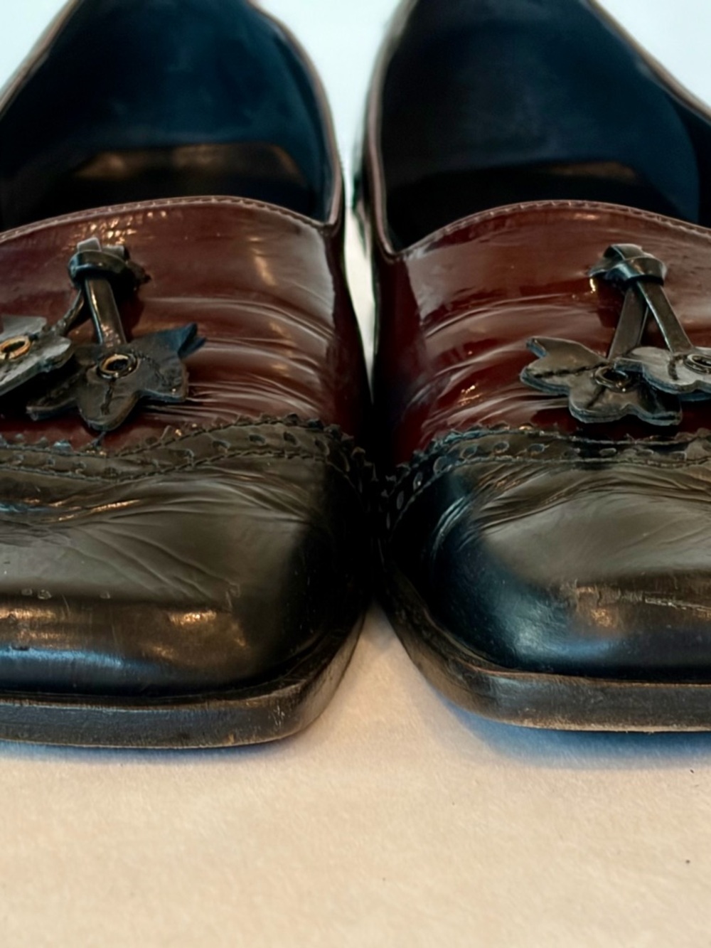 Mezlan patent &leather Derby tassel loafers, Brogue detail, square toe,6,GUC - Picture 10 of 15